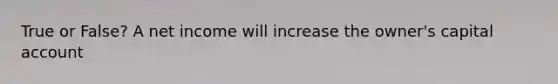 True or False? A net income will increase the owner's capital account