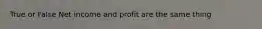 True or False Net income and profit are the same thing