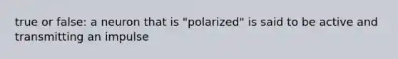 true or false: a neuron that is "polarized" is said to be active and transmitting an impulse