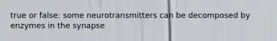 true or false: some neurotransmitters can be decomposed by enzymes in <a href='https://www.questionai.com/knowledge/kTCXU7vaKU-the-synapse' class='anchor-knowledge'>the synapse</a>