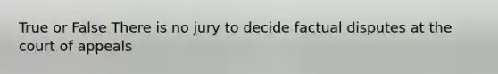 True or False There is no jury to decide factual disputes at the court of appeals