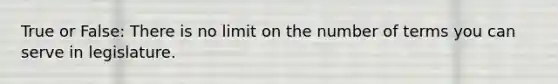 True or False: There is no limit on the number of terms you can serve in legislature.