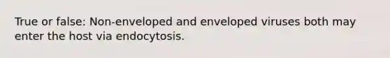 True or false: Non-enveloped and enveloped viruses both may enter the host via endocytosis.