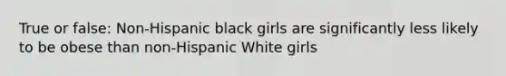 True or false: Non-Hispanic black girls are significantly less likely to be obese than non-Hispanic White girls