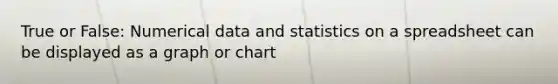 True or False: Numerical data and statistics on a spreadsheet can be displayed as a graph or chart