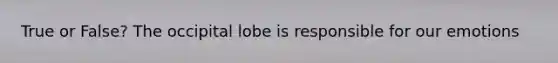 True or False? The occipital lobe is responsible for our emotions
