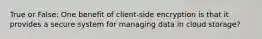 True or False: One benefit of client-side encryption is that it provides a secure system for managing data in cloud storage?