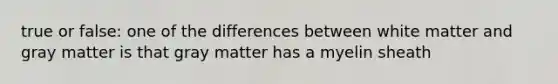 true or false: one of the differences between white matter and gray matter is that gray matter has a myelin sheath