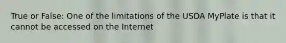 True or False: One of the limitations of the USDA MyPlate is that it cannot be accessed on the Internet