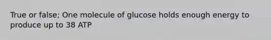 True or false; One molecule of glucose holds enough energy to produce up to 38 ATP