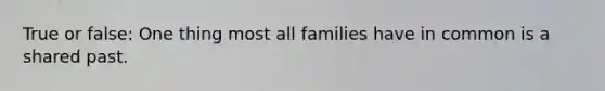 True or false: One thing most all families have in common is a shared past.