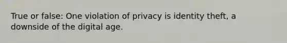 True or false: One violation of privacy is identity theft, a downside of the digital age.