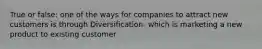 True or false: one of the ways for companies to attract new customers is through Diversification- which is marketing a new product to existing customer