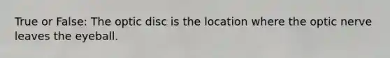 True or False: The optic disc is the location where the optic nerve leaves the eyeball.