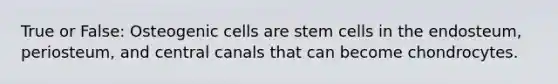 True or False: Osteogenic cells are stem cells in the endosteum, periosteum, and central canals that can become chondrocytes.