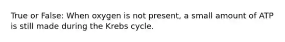 True or False: When oxygen is not present, a small amount of ATP is still made during the Krebs cycle.