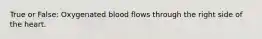 True or False: Oxygenated blood flows through the right side of the heart.