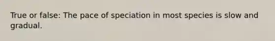 True or false: The pace of speciation in most species is slow and gradual.