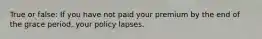 True or false: If you have not paid your premium by the end of the grace period, your policy lapses.