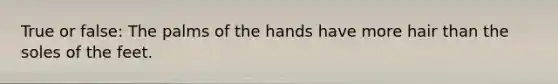 True or false: The palms of the hands have more hair than the soles of the feet.