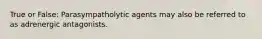 True or False: Parasympatholytic agents may also be referred to as adrenergic antagonists.