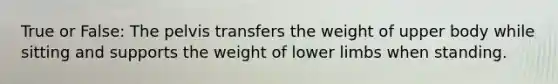 True or False: The pelvis transfers the weight of upper body while sitting and supports the weight of lower limbs when standing.