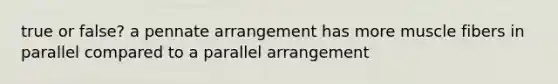 true or false? a pennate arrangement has more muscle fibers in parallel compared to a parallel arrangement