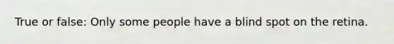 True or false: Only some people have a blind spot on the retina.