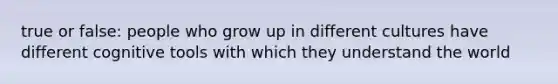 true or false: people who grow up in different cultures have different cognitive tools with which they understand the world