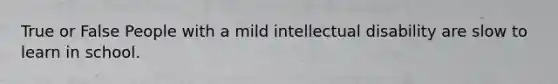 True or False People with a mild intellectual disability are slow to learn in school.