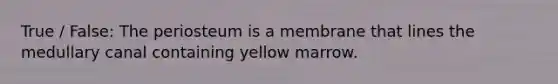 True / False: The periosteum is a membrane that lines the medullary canal containing yellow marrow.