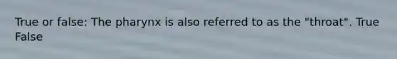 True or false: The pharynx is also referred to as the "throat". True False