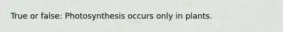 True or false: Photosynthesis occurs only in plants.