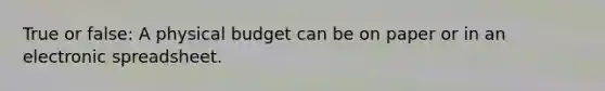 True or false: A physical budget can be on paper or in an electronic spreadsheet.