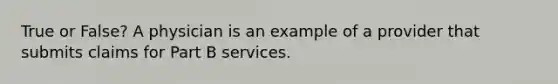 True or False? A physician is an example of a provider that submits claims for Part B services.