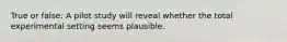 True or false: A pilot study will reveal whether the total experimental setting seems plausible.