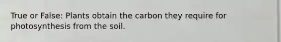 True or False: Plants obtain the carbon they require for photosynthesis from the soil.