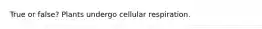 True or false? Plants undergo cellular respiration.