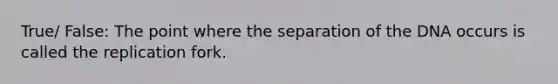 True/ False: The point where the separation of the DNA occurs is called the replication fork.