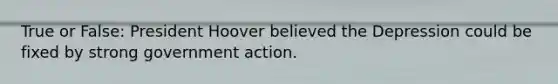 True or False: President Hoover believed the Depression could be fixed by strong government action.