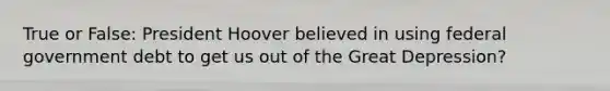 True or False: President Hoover believed in using federal government debt to get us out of the Great Depression?