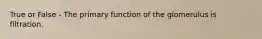 True or False - The primary function of the glomerulus is filtration.