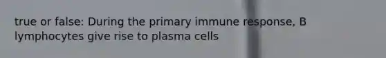 true or false: During the primary immune response, B lymphocytes give rise to plasma cells