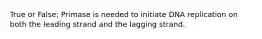 True or False; Primase is needed to initiate DNA replication on both the leading strand and the lagging strand.