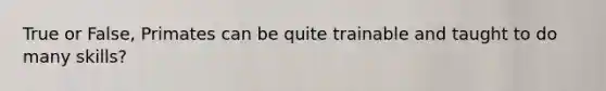 True or False, Primates can be quite trainable and taught to do many skills?