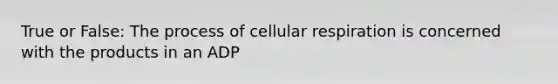 True or False: The process of cellular respiration is concerned with the products in an ADP