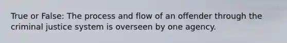 True or False: The process and flow of an offender through the criminal justice system is overseen by one agency.