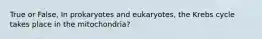 True or False, In prokaryotes and eukaryotes, the Krebs cycle takes place in the mitochondria?