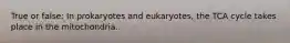 True or false: In prokaryotes and eukaryotes, the TCA cycle takes place in the mitochondria.