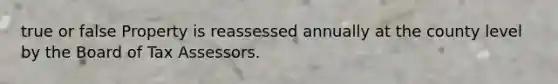 true or false Property is reassessed annually at the county level by the Board of Tax Assessors.